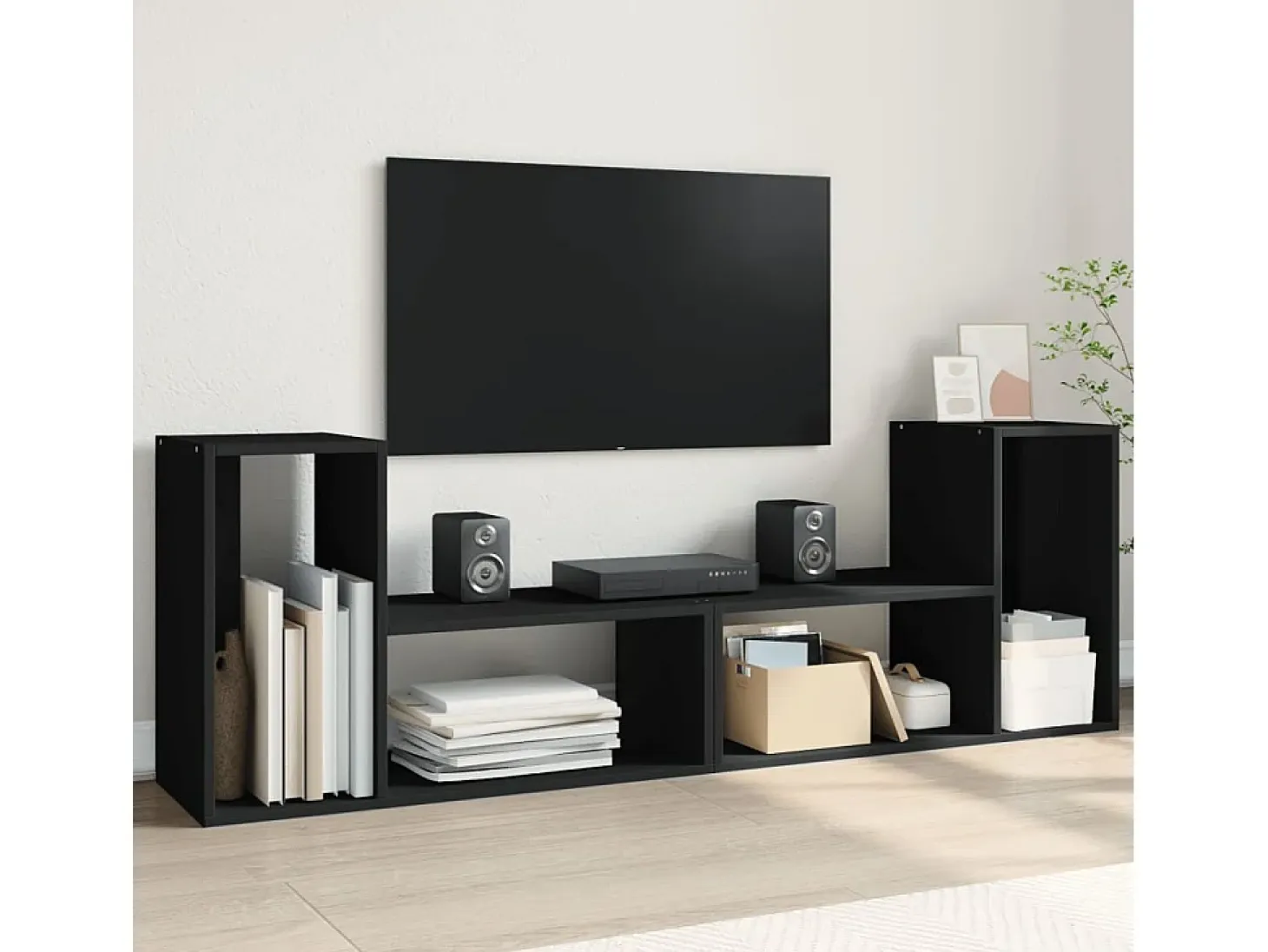 Dunmore Muebles para TV 2 uds madera de ingeniería negro 75x30x50 cm