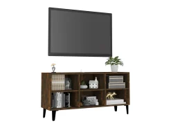 Eadestown Mueble de TV con patas de metal roble ahumado 103,5x30x50 cm