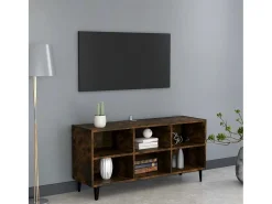 Eadestown Mueble de TV con patas de metal roble ahumado 103,5x30x50 cm