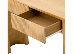 Elegante consola para recibidor - 120 x 33 x 76 cm - con 2 cajones + frontal curvado - MDF - natural