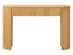 Elegante consola para recibidor - 120 x 33 x 76 cm - con 2 cajones + frontal curvado - MDF - natural