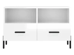 Erasmo Mueble de TV madera contrachapada blanco brillo 80x36x50 cm