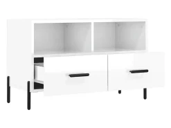 Erasmo Mueble de TV madera contrachapada blanco brillo 80x36x50 cm