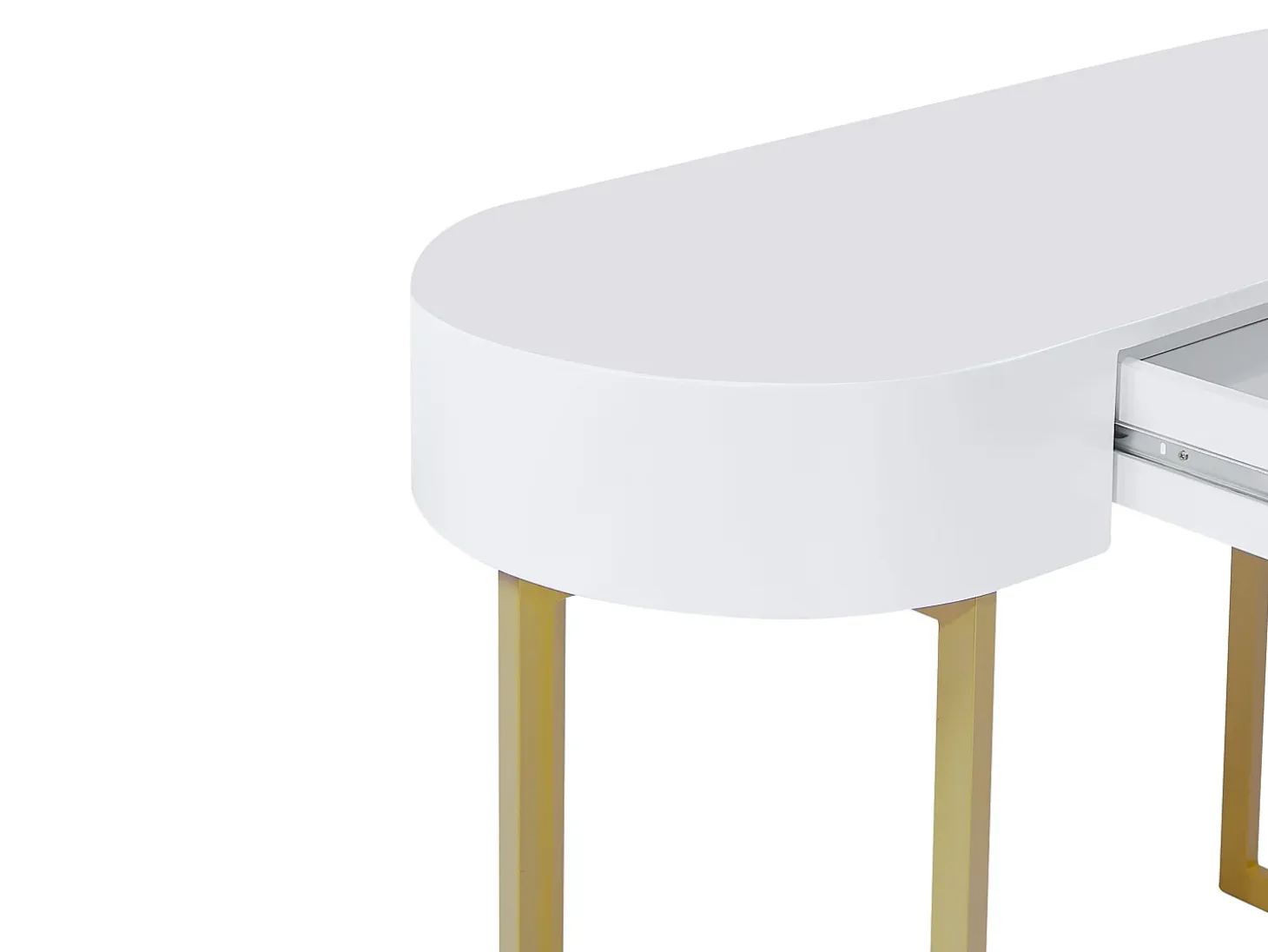 Escritorio consola con 1 cajón de MDF lacado y metal blanco y dorado - TORELI II
