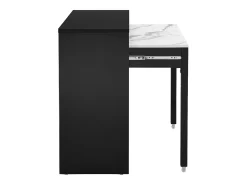 Escritorio consola extensible con 2 cajones negro y efecto mármol blanco - LOAVIA
