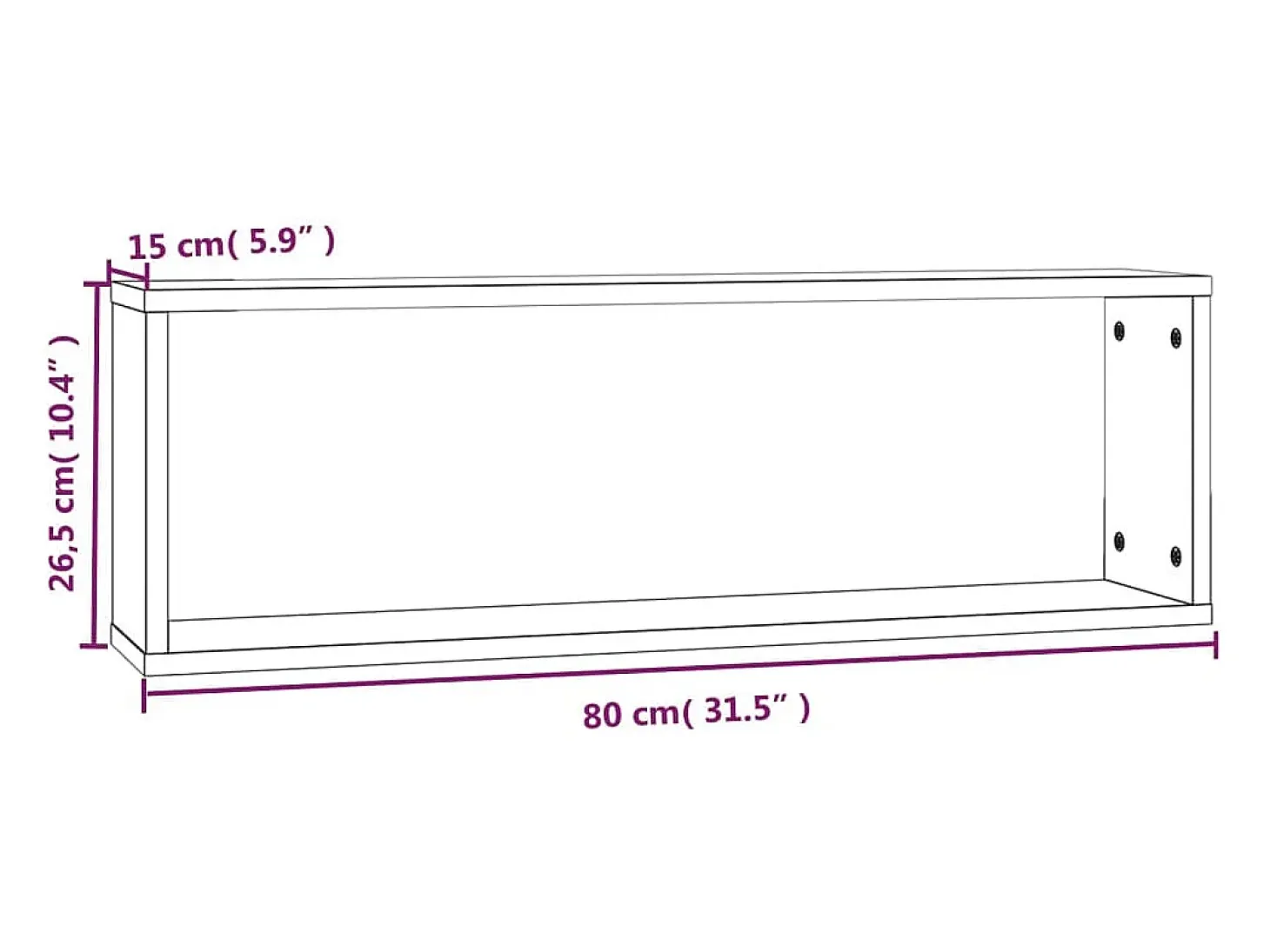 Estante cúbico de pared 2 uds madera roble ahumado 80x15x26,5cm