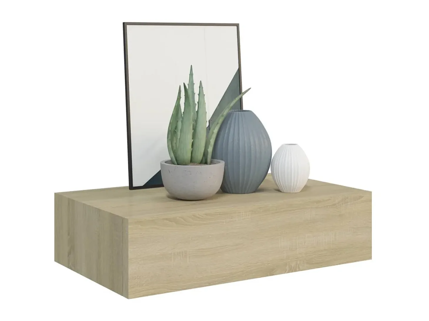 Estante con cajón de pared MDF roble 40x23,5x10 cm ES81404