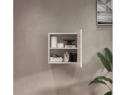 Estante cubo de pared Chronos con 1 puerta blanco brillo 50x35x50 cm