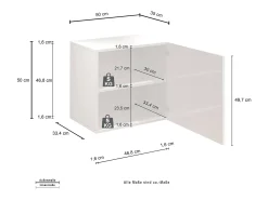 Estante cubo de pared Chronos con 1 puerta blanco brillo 50x35x50 cm