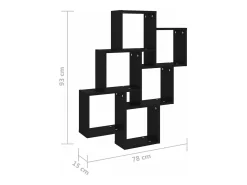 Estante cubo de pared madera contrachapada negro 78x15x93 cm
