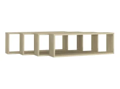 Estante cubo pared 4uds contrachapado roble Sonoma 80x15x26,5cm ES84668