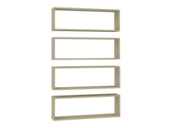 Estante cubo pared 4uds contrachapado roble Sonoma 80x15x26,5cm ES84668