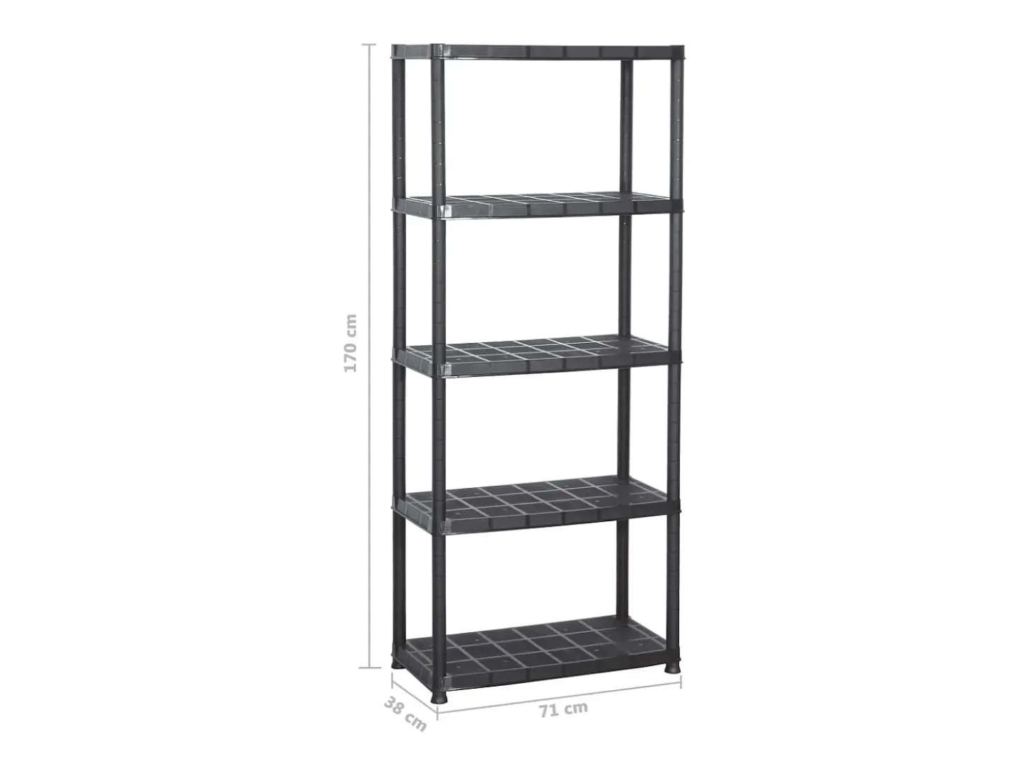 Estante de almacenaje 5 niveles negro plástico 71x38x170 cm ES615479