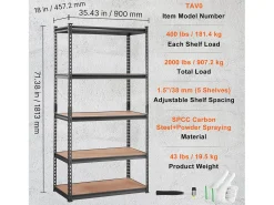 Estante de Almacenamiento SucceBuy para Garaje, 5 Niveles, Ajustable, Carga de 907 kg
