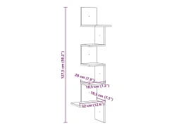 Estante de esquina de pared de roble ahumado de madera de ingeniería