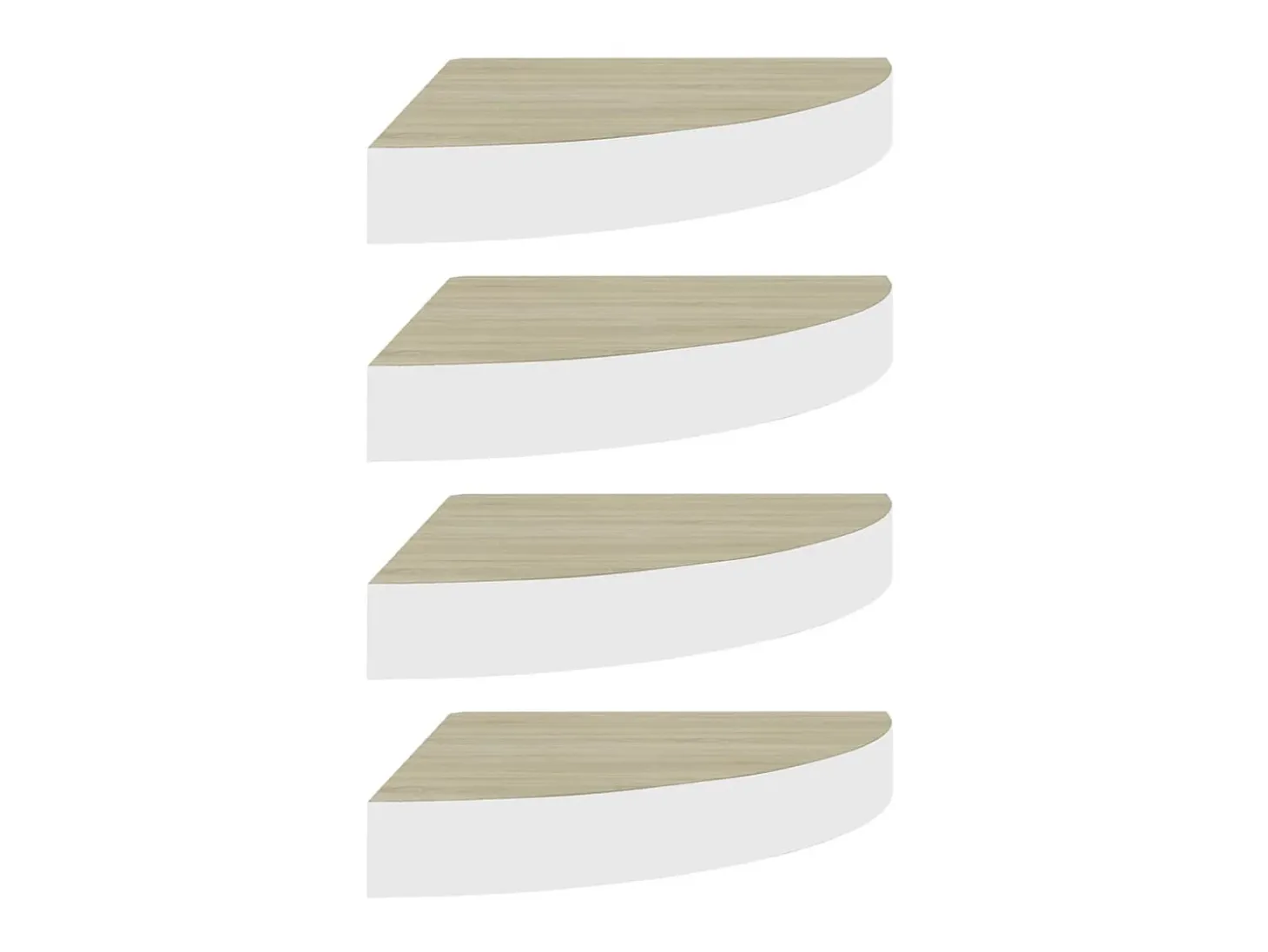 Estante de esquina de pared 4 uds MDF roble/blanco 35x35x3,8 cm ES89382