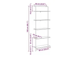 Estante de libros Roble artisan 60 x 24 x 168 cm