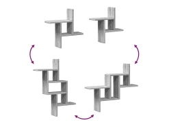 Estante de pared 2 uds madera ingeniería gris Sonoma 38x12x38cm