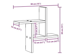 Estante de pared 2 uds madera ingeniería gris Sonoma 38x12x38cm