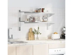 Estante de pared acero inoxidable plateado 100x40x60 cm ES374470