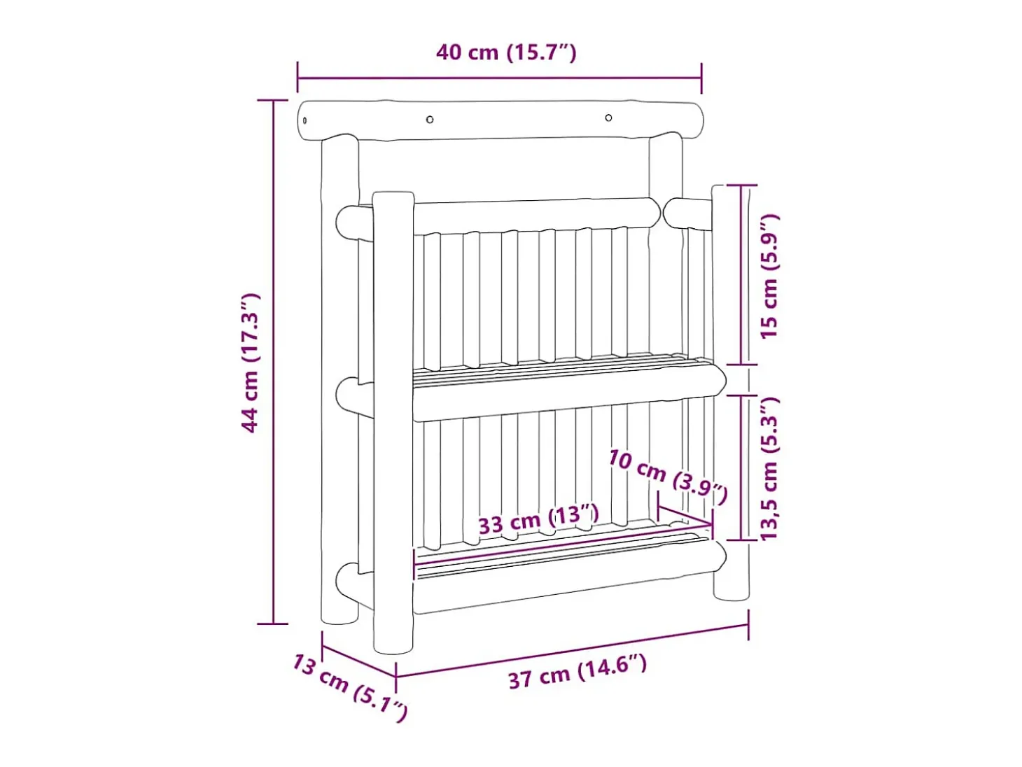 Estante de pared con balda marrón 40 x 13 x 44 cm Bambú