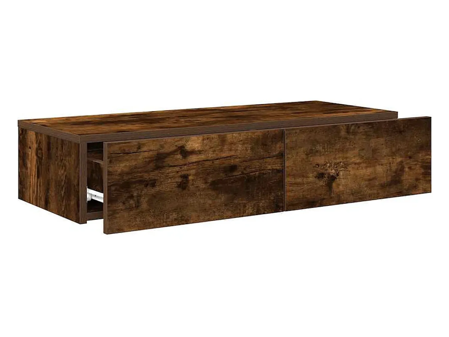 Estante de pared con cajones de madera de ingeniería de roble ahumado