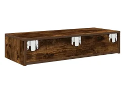 Estante de pared con cajones de madera de ingeniería de roble ahumado