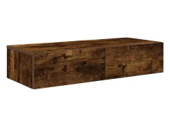 Estante de pared con cajones de madera de ingeniería de roble ahumado