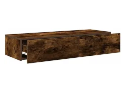 Estante de pared con cajones de madera de ingeniería de roble ahumado