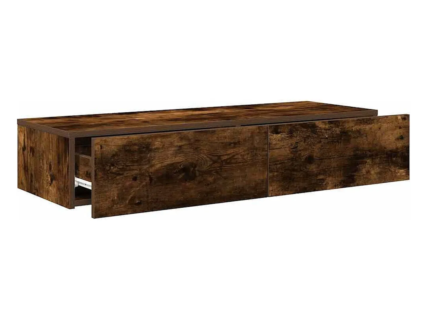 Estante de pared con cajones de madera de ingeniería de roble ahumado