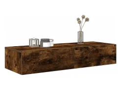 Estante de pared con cajones de madera de ingeniería de roble ahumado