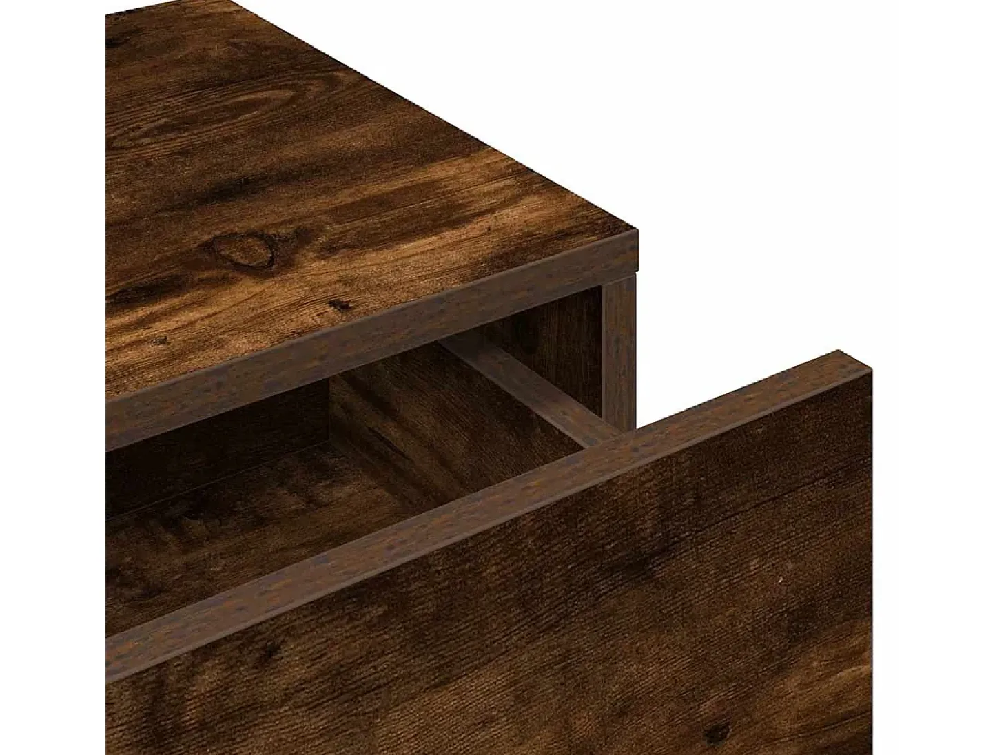 Estante de pared con cajones de madera de ingeniería de roble ahumado