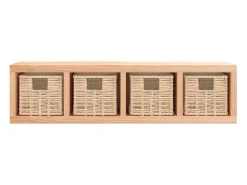 Estante de pared con cestas 62x18x16 cm Madera maciza de nogal