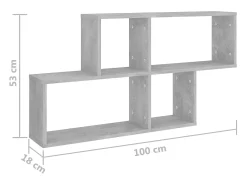 Estante de pared de hormigón gris 100x18x53 cm Madera de ingeniería