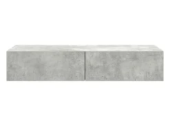 Estante de pared de madera de ingeniería de color gris hormigón con cajones