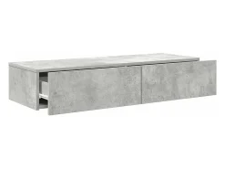Estante de pared de madera de ingeniería de color gris hormigón con cajones