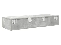Estante de pared de madera de ingeniería de color gris hormigón con cajones