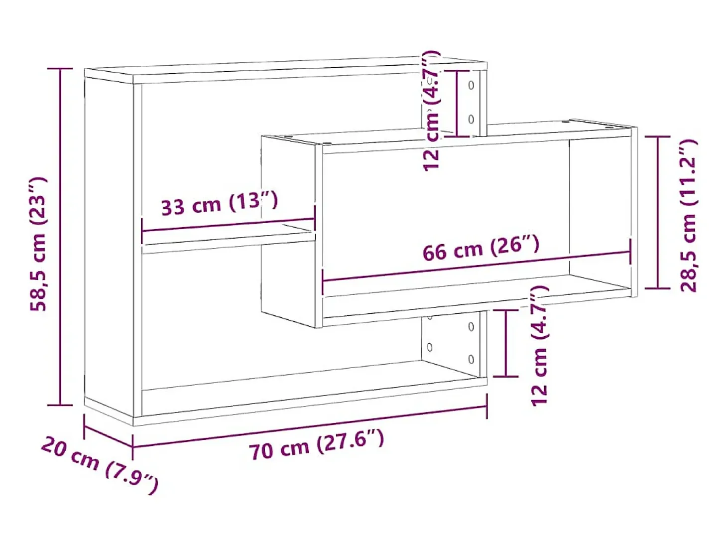 Estante de pared de roble hecho a mano 104x20x58,5 cm madera de ingeniería
