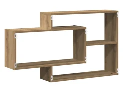 Estante de pared de roble hecho a mano 104x20x58,5 cm madera de ingeniería