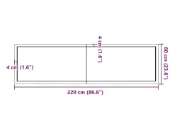 Estante de pared madera maciza roble sin tratar 220x60x(2-6) cm