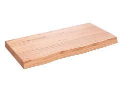 Estante de pared marrón claro en madera maciza de roble tratado