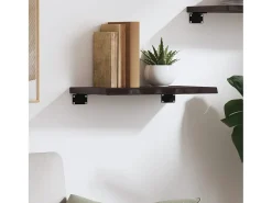 Estante de pared marrón oscuro 40x20x2 cm madera maciza de roble tratado