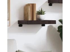 Estante de pared marrón oscuro fabricado en madera maciza de roble tratada