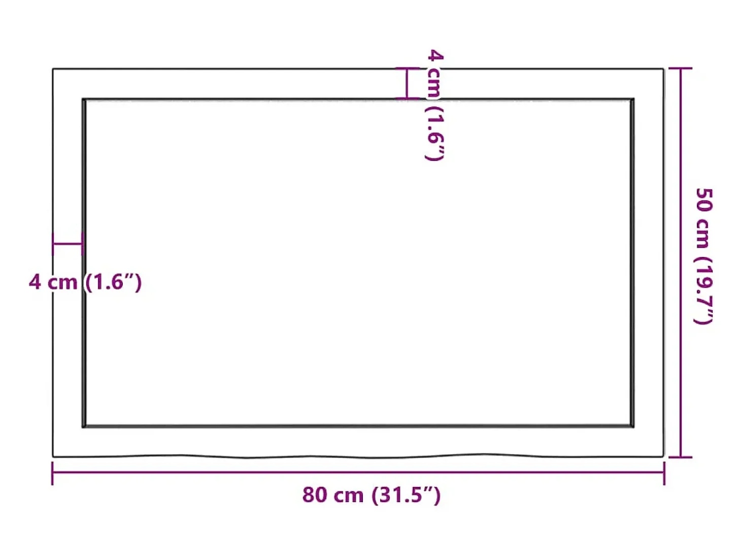 Estante de pared 80x50x(2-6) cm madera maciza de roble sin tratar