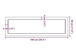 Estante de pared 100x30x(2-4) cm madera maciza de roble sin tratar