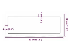 Estante de pared 80x30x(2-6) cm madera maciza de roble sin tratar
