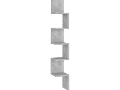 Estante esquina pared contrachapado gris hormigón 20x20x127,5cm ES67846