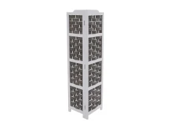 Estante esquinero MCW-K85, blanco, mimbre antracita