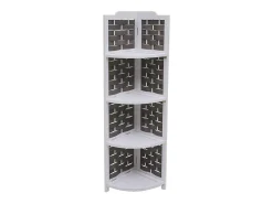 Estante esquinero MCW-K85, blanco, mimbre antracita