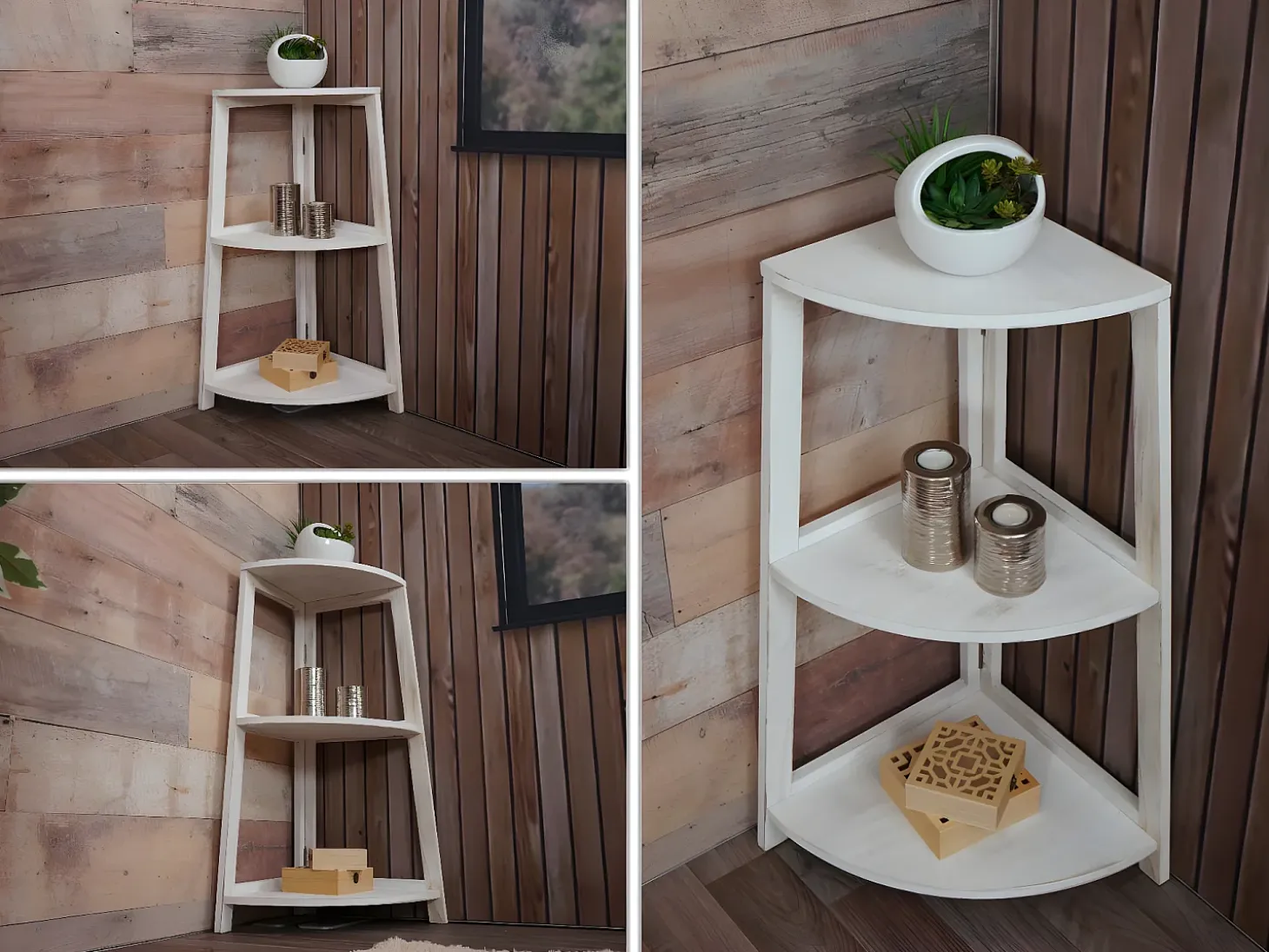 Estante esquinero MCW-K44, blanco shabby